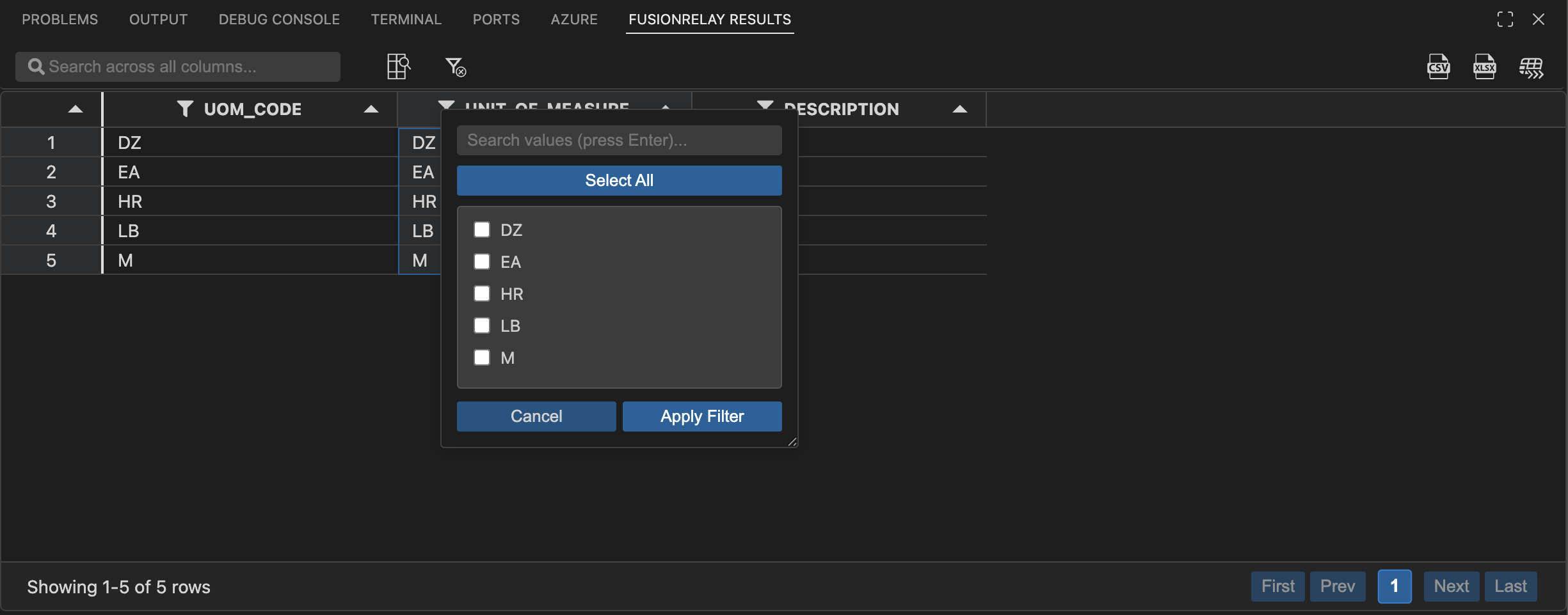 Data Viewer with filtering, sorting, and export options